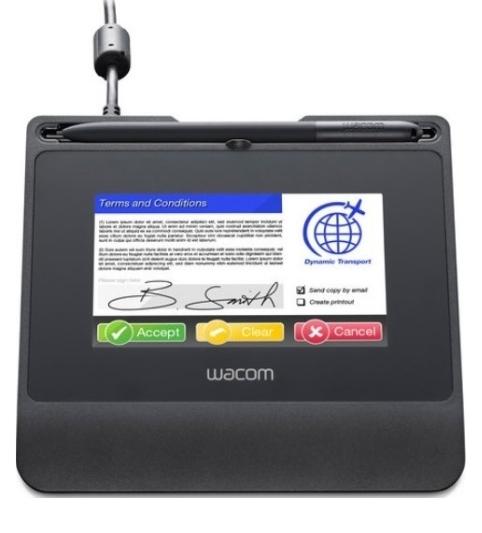 The Wacom STU 540 electronic signature pad in action